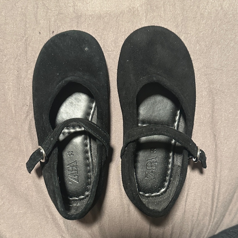 Zara Kids Black Suede Dress Shoes